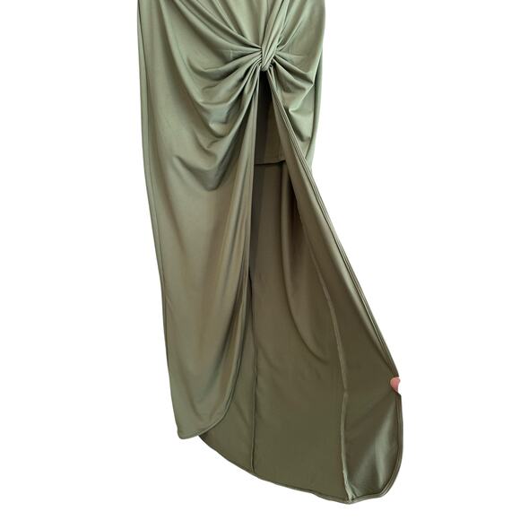 Superdown Marie Midi High Slit Mini Skirt Olive Green Stretchy Size Small - Picture 7 of 11